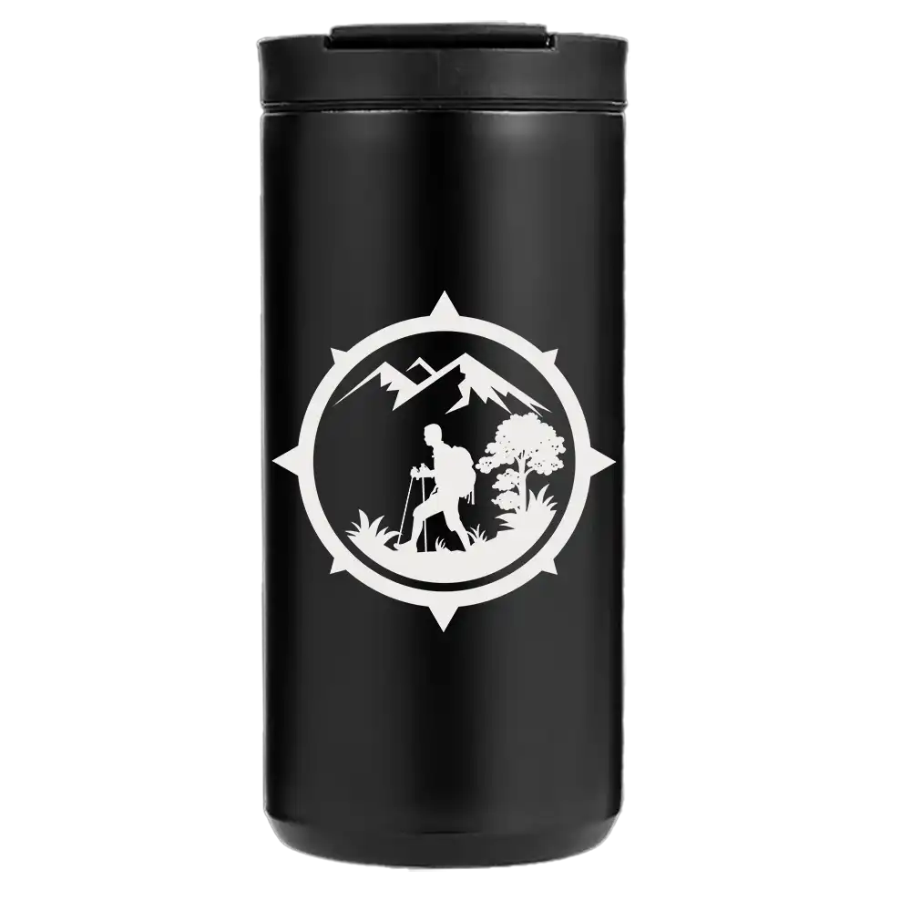 Hiking Mountain Compass 14oz Tumbler Black
