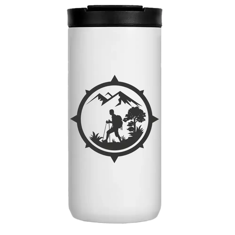 Hiking Mountain Compass 14oz Tumbler White