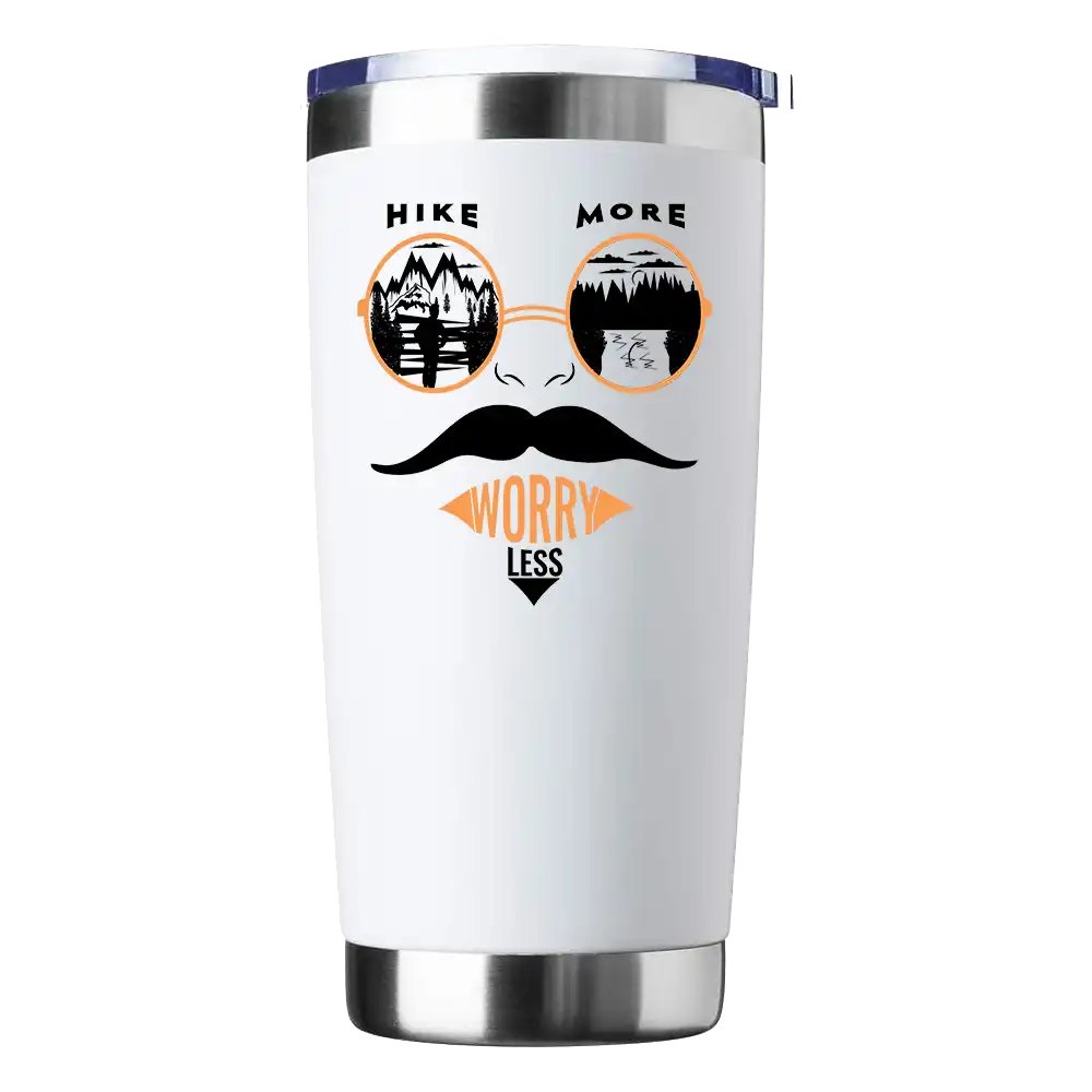 Hike More Worry Less 2 20oz Tumbler White