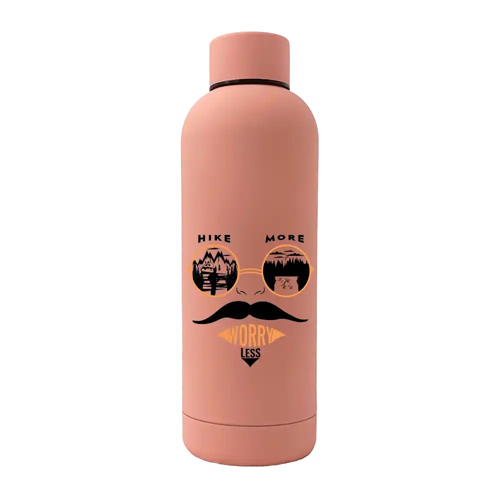 Hike More Worry Less 17oz Stainless Rubberized Water Bottle