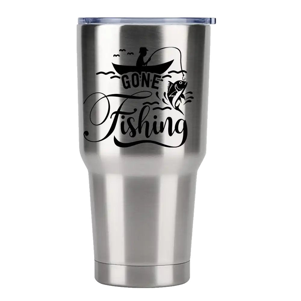 Gone Fishing 30oz Tumbler Silver