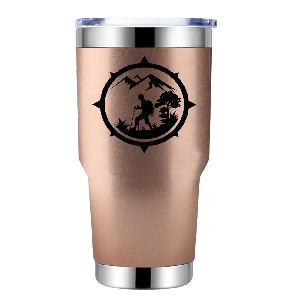 Hiking Mountain Compass 30oz Tumbler Rosegold