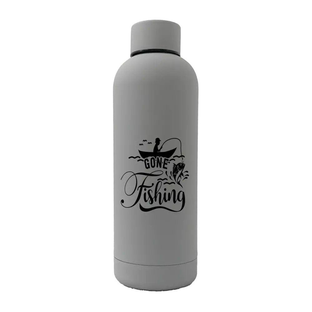Gone Fishing 17oz Stainless Rubberized Water Bottle