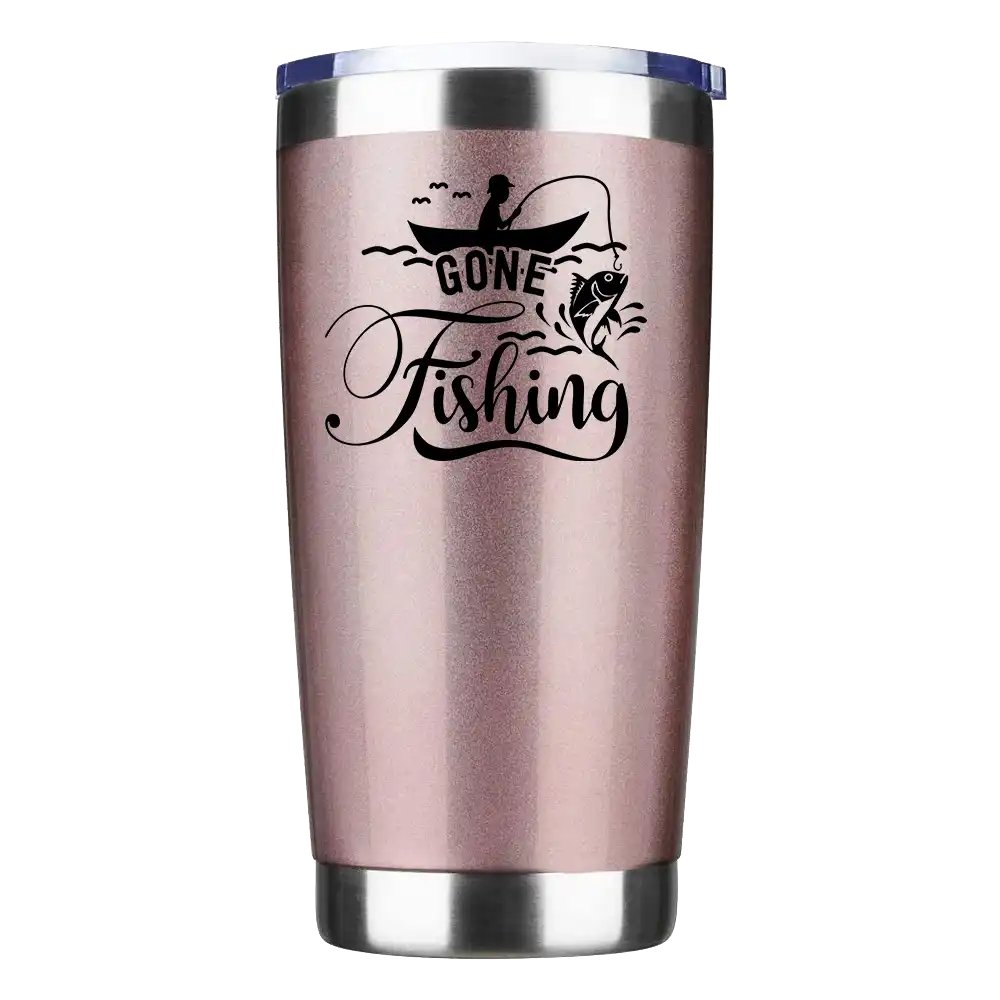 Gone Fishing 20oz Tumbler Rosegold