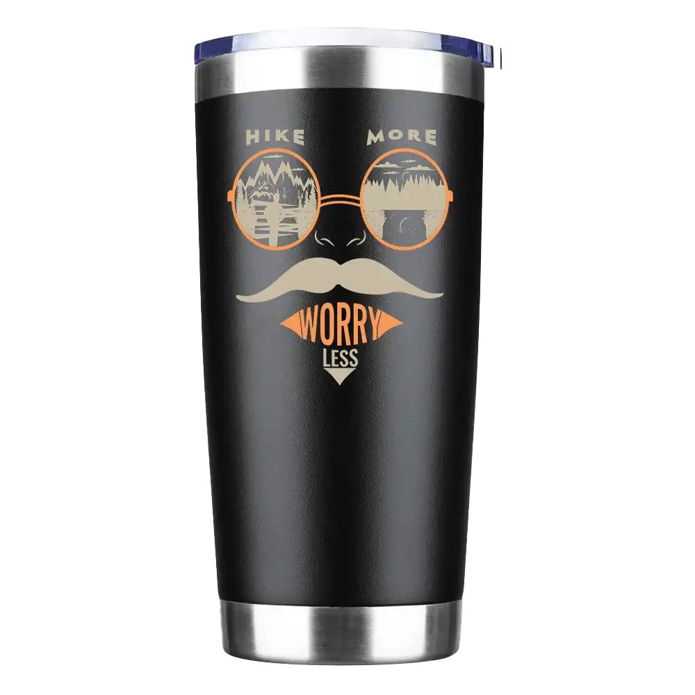 Hike More Worry Less 2 20oz Tumbler Black