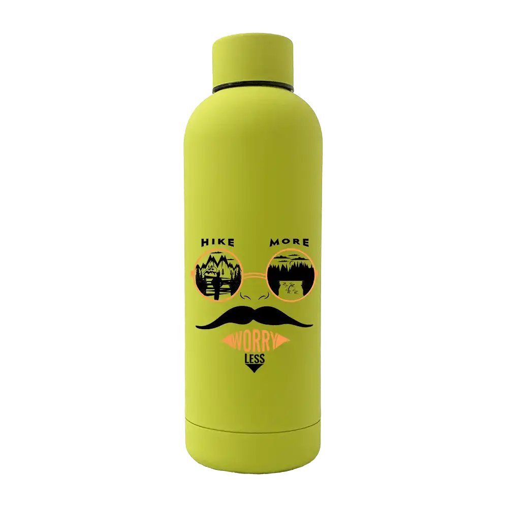 Hike More Worry Less 17oz Stainless Rubberized Water Bottle
