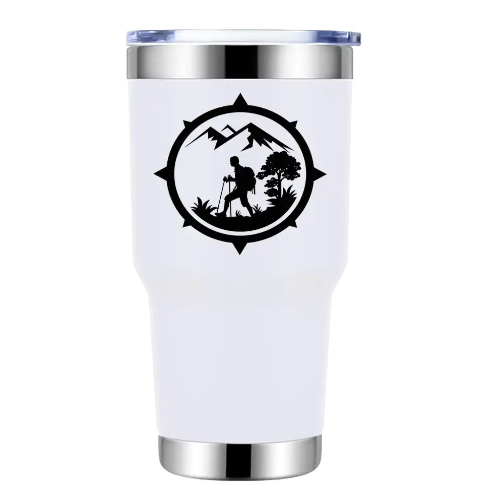 Hiking Mountain Compass 30oz Tumbler White