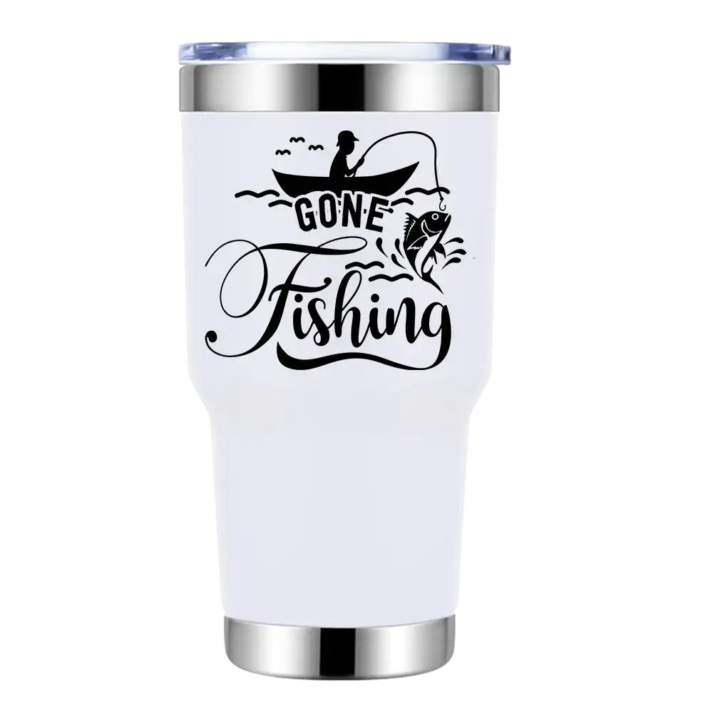Gone Fishing 30oz Tumbler White