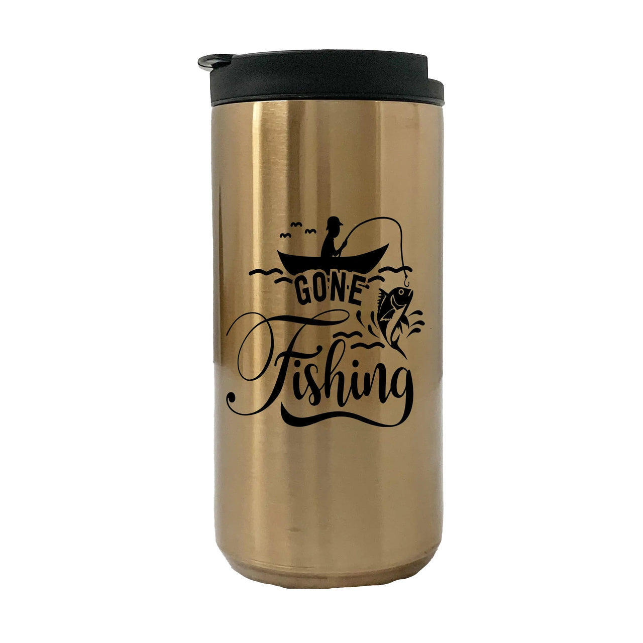 Gone Fishing 14oz Tumbler Gold