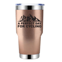 Thumbnail for Perfect Day For Cycling 30oz Double Wall Stainless Steel Water Tumbler Rosegold