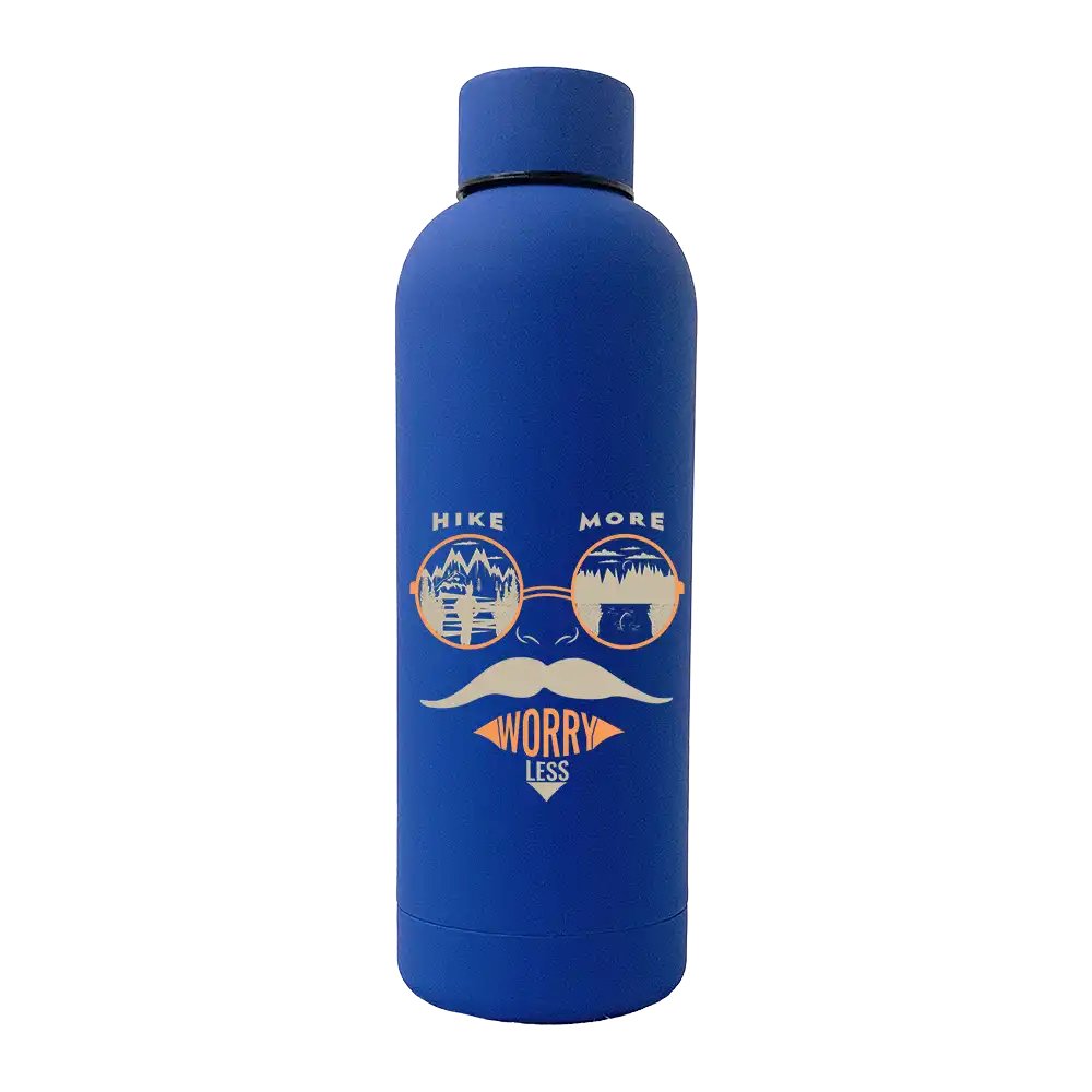 Hike More Worry Less 17oz Stainless Rubberized Water Bottle