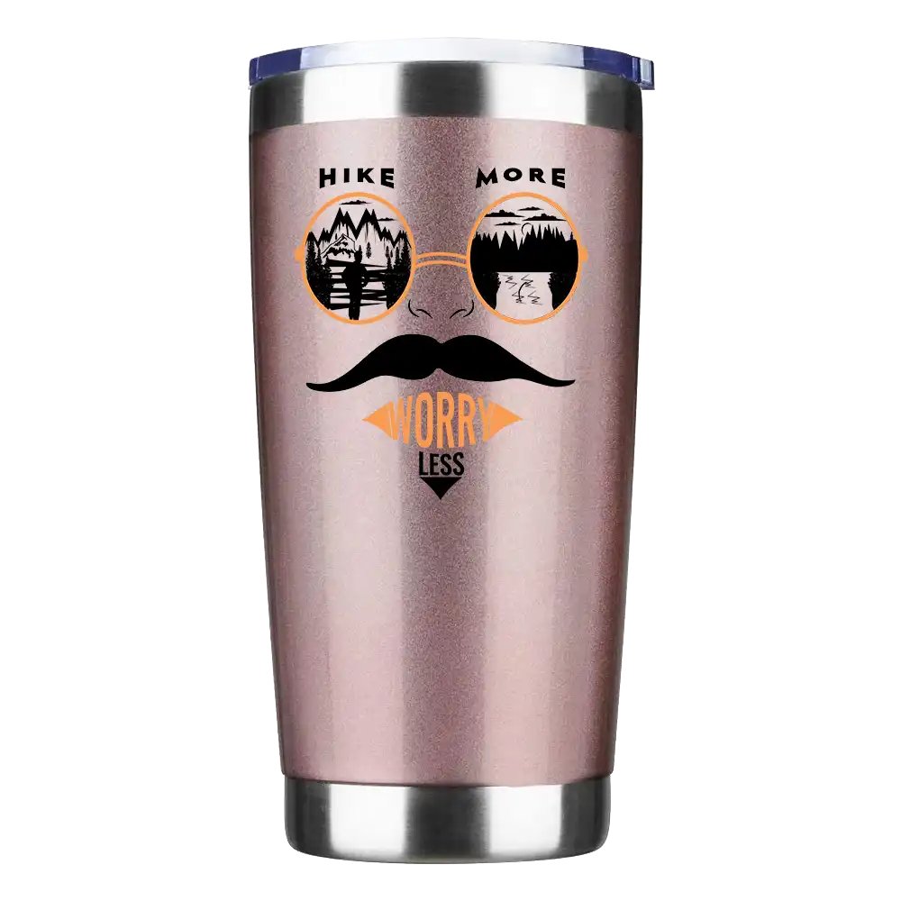 Hike More Worry Less 2 20oz Tumbler Rosegold