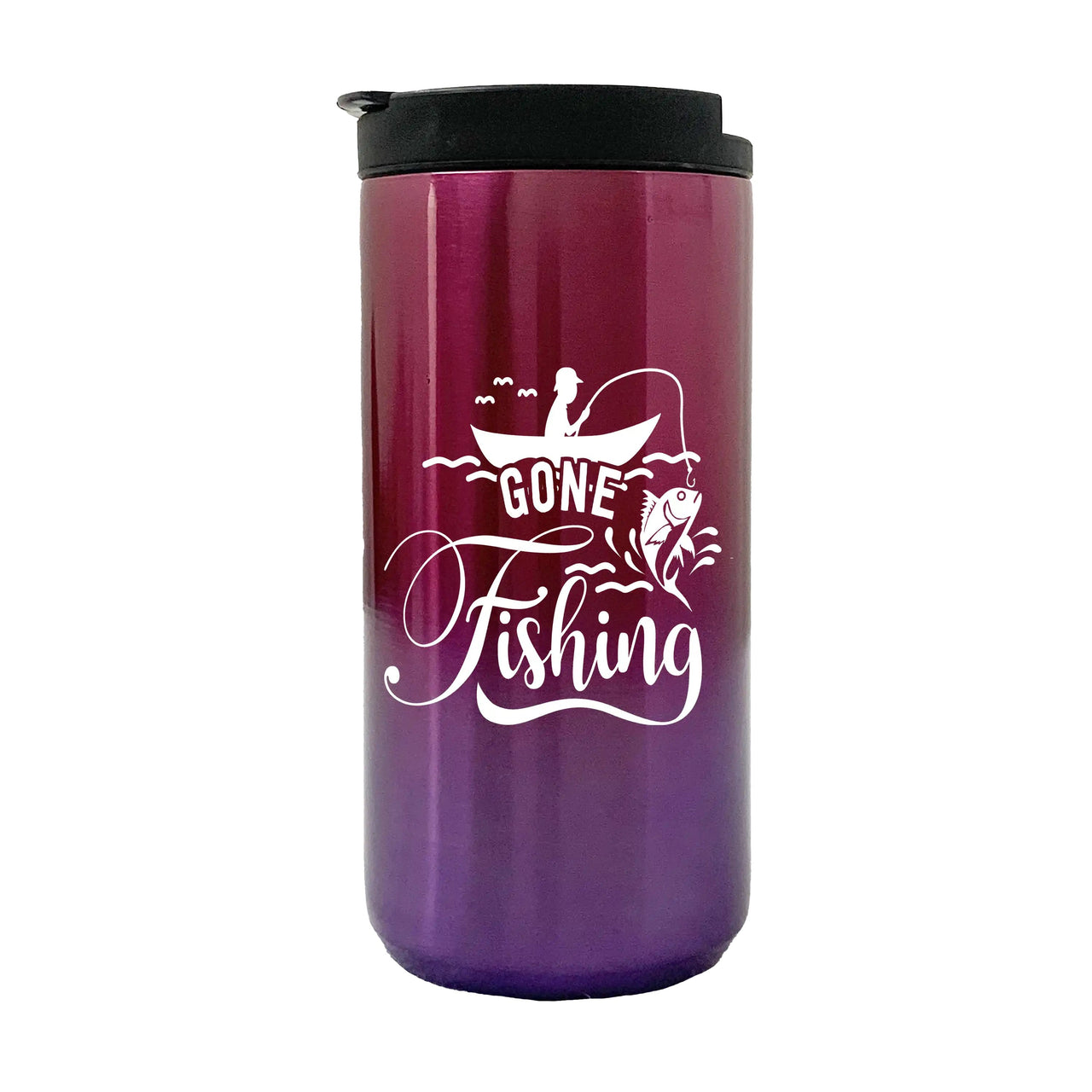 Gone Fishing 14oz Tumbler Purple