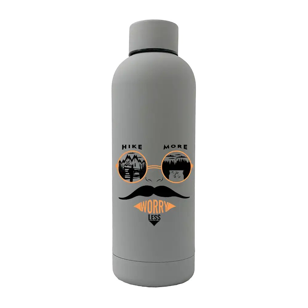 Hike More Worry Less 17oz Stainless Rubberized Water Bottle