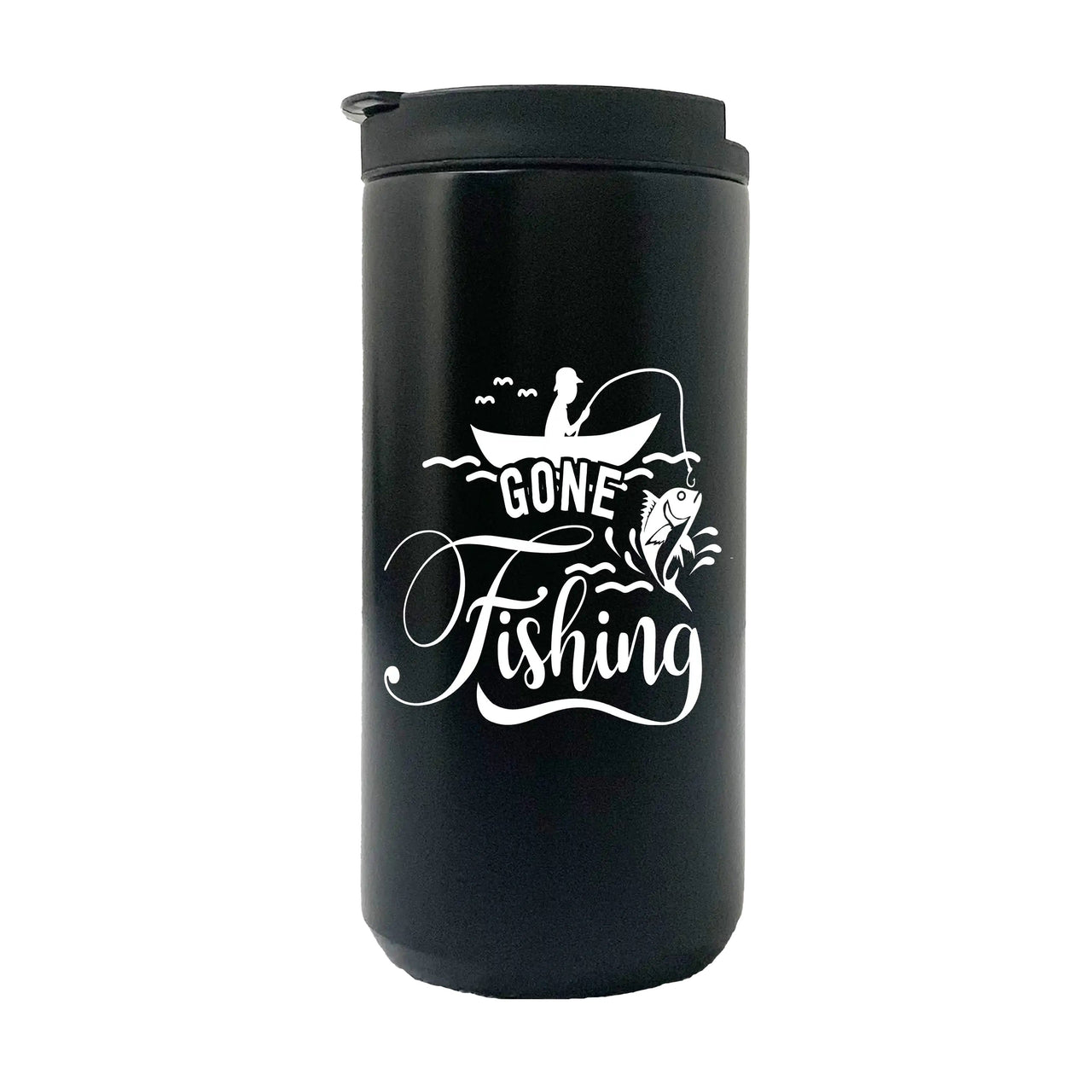 Gone Fishing 14oz Tumbler Black