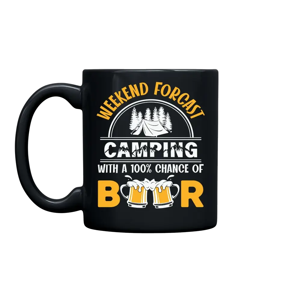 Weekend Forecast, Camping with 100% Beer 11oz Coffee Mug