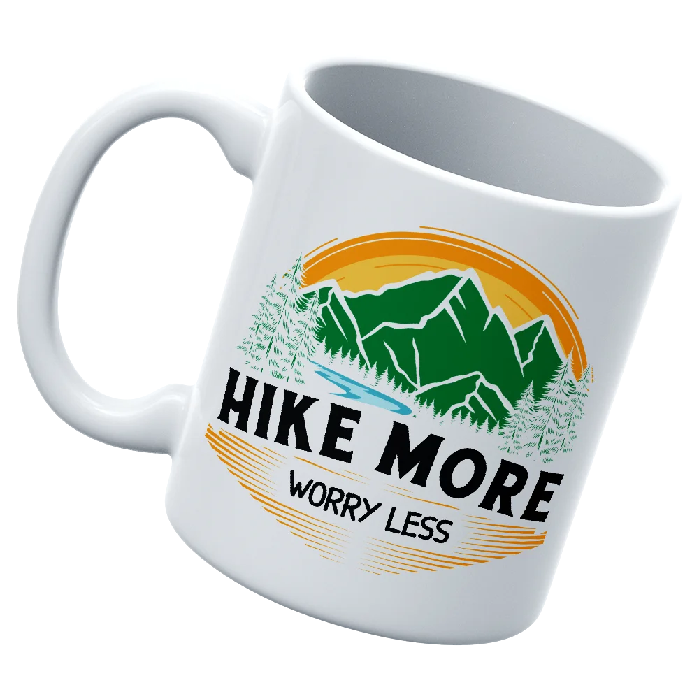 Hike More Worry Less White Coffee Mug