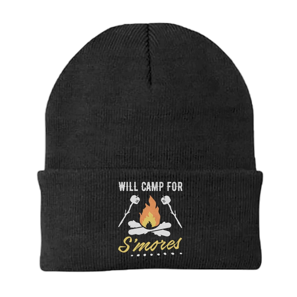 Will Camp For Smores Embroidered Beanie
