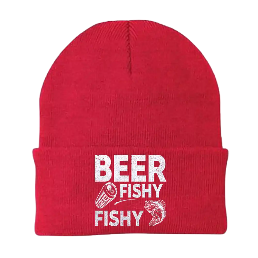 Beer Fishy Fishy Embroidered Beanie