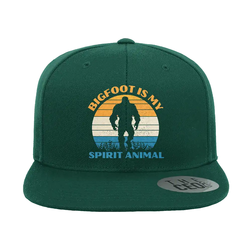 Bigfoot Is My Spirit Animal Embroidered Flat Bill Cap