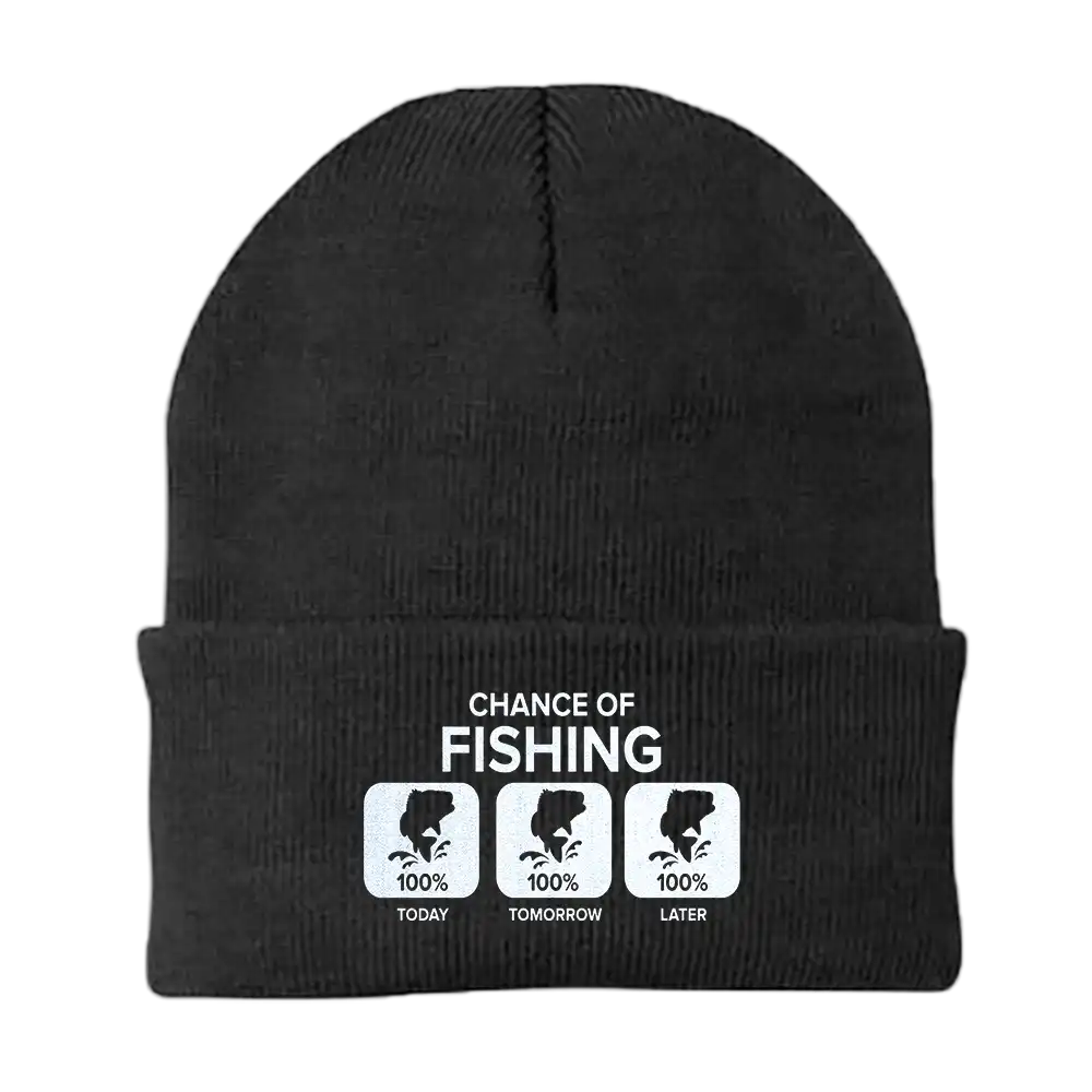 Chance of Fishing Embroidered Beanie