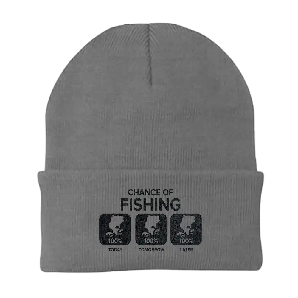 Chance of Fishing Embroidered Beanie