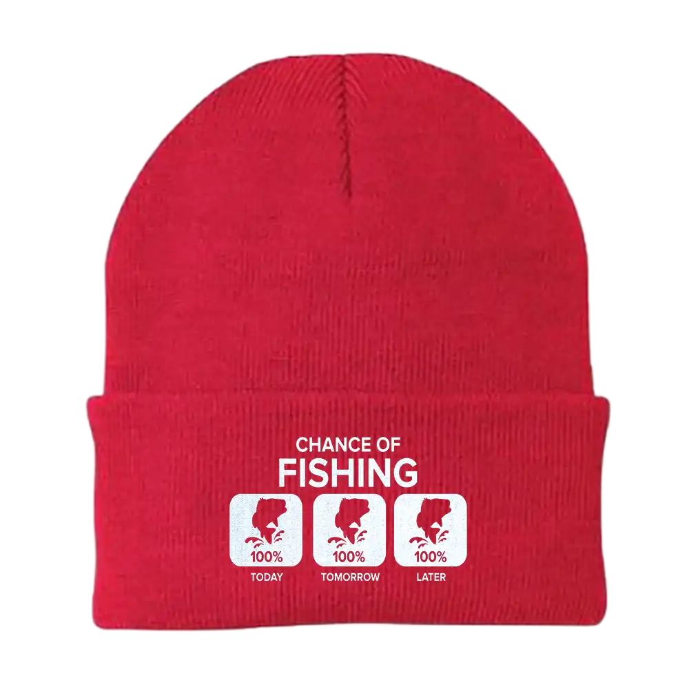 Chance of Fishing Embroidered Beanie