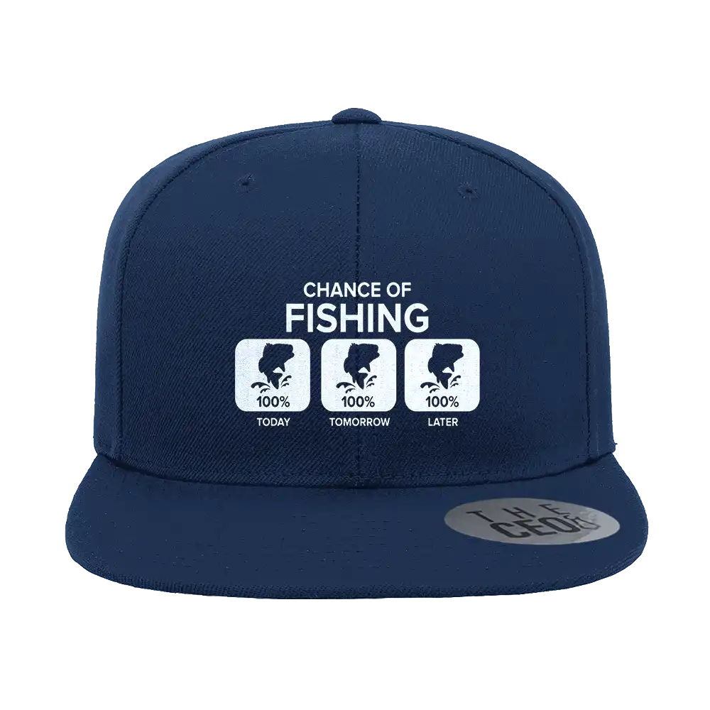 Chance of Fishing Embroidered Flat Bill Cap
