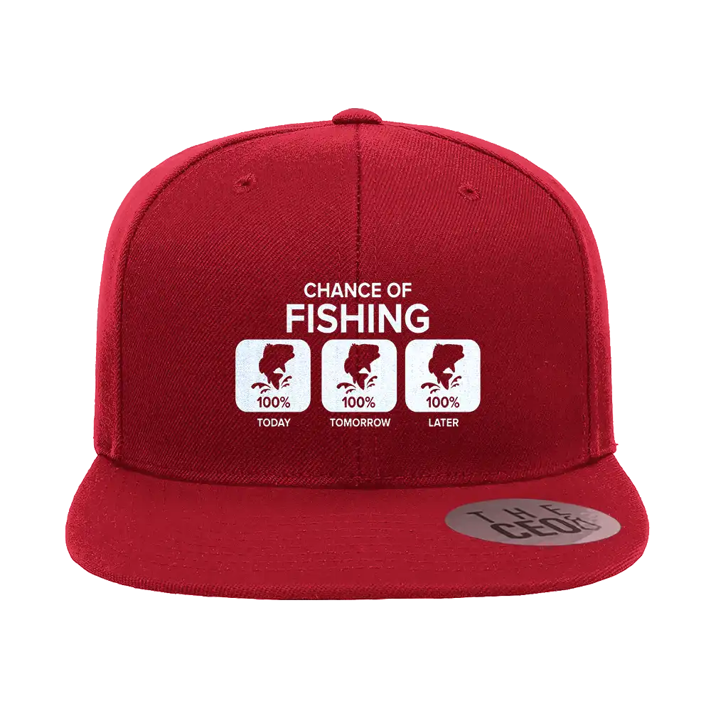 Chance of Fishing Embroidered Flat Bill Cap