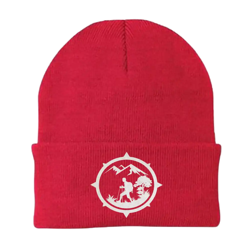 Hiking Mountain Compass Embroidered Beanie