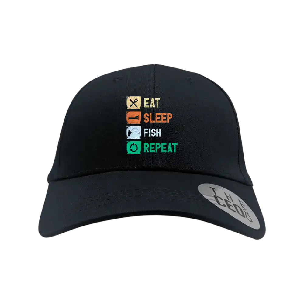 Eat Sleep Fishing Repeat Printed Baseball Hat