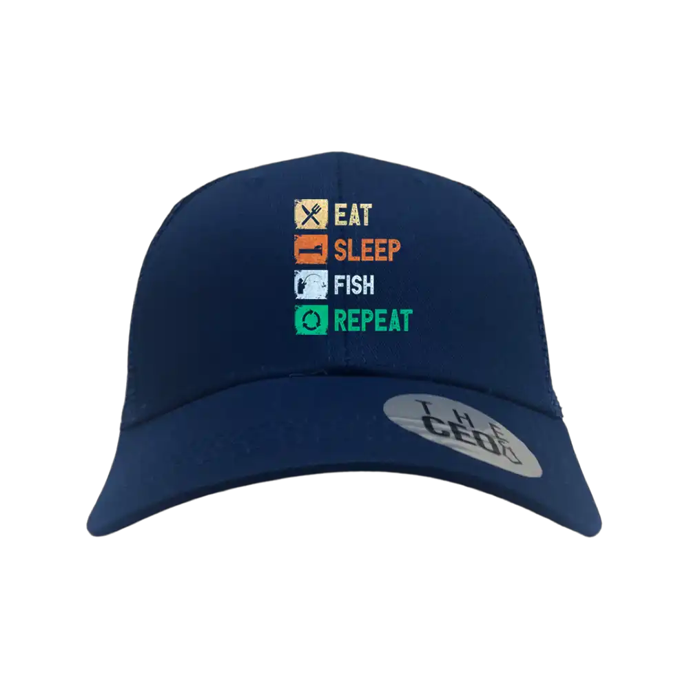 Eat Sleep Fishing Repeat Printed Trucker Hat