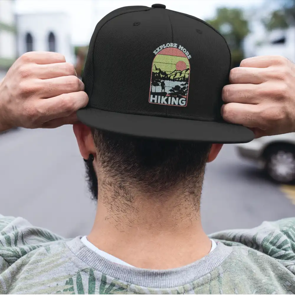 Explore More Hiking Embroidered Flat Bill Cap