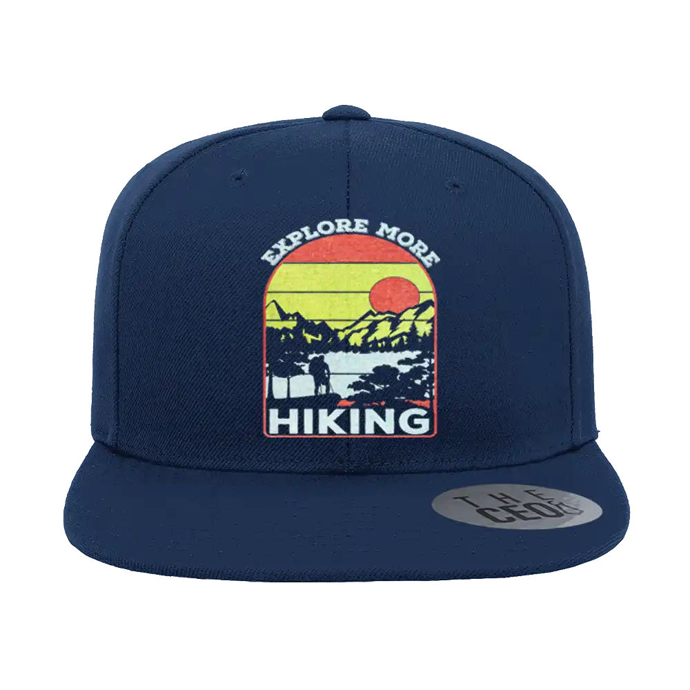 Explore More Hiking Embroidered Flat Bill Cap
