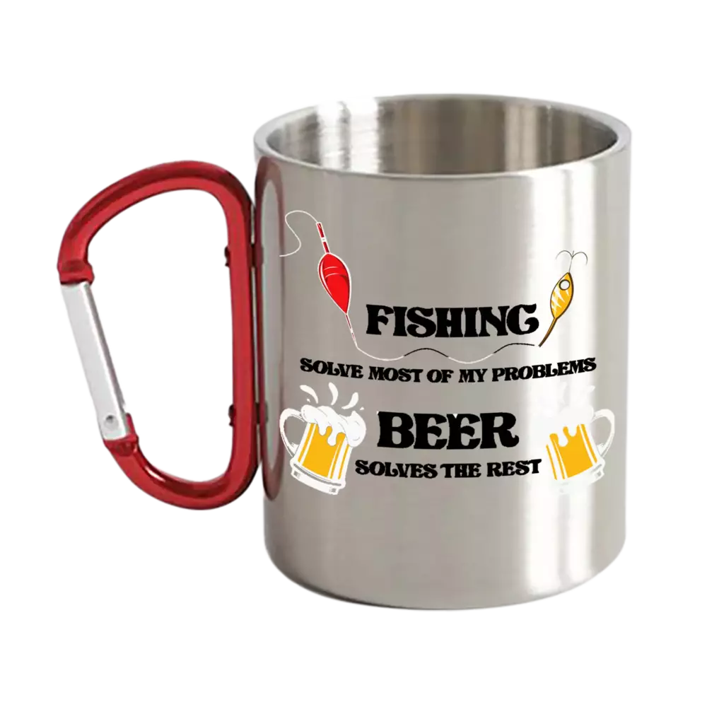 Fishing Solves All My Problem Carabiner Mug 12oz
