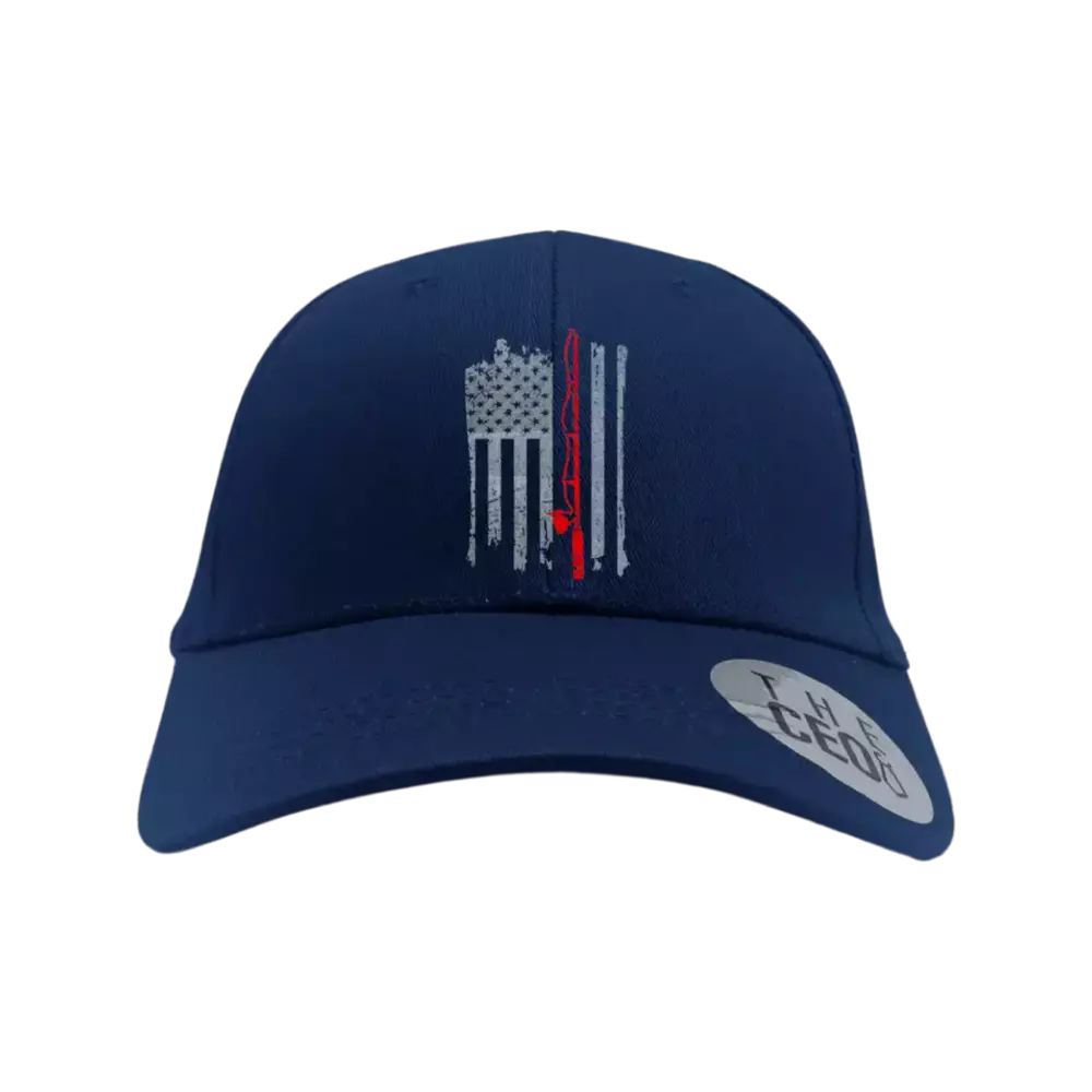 Fishing Rod American Flag Embroidered Baseball Hat