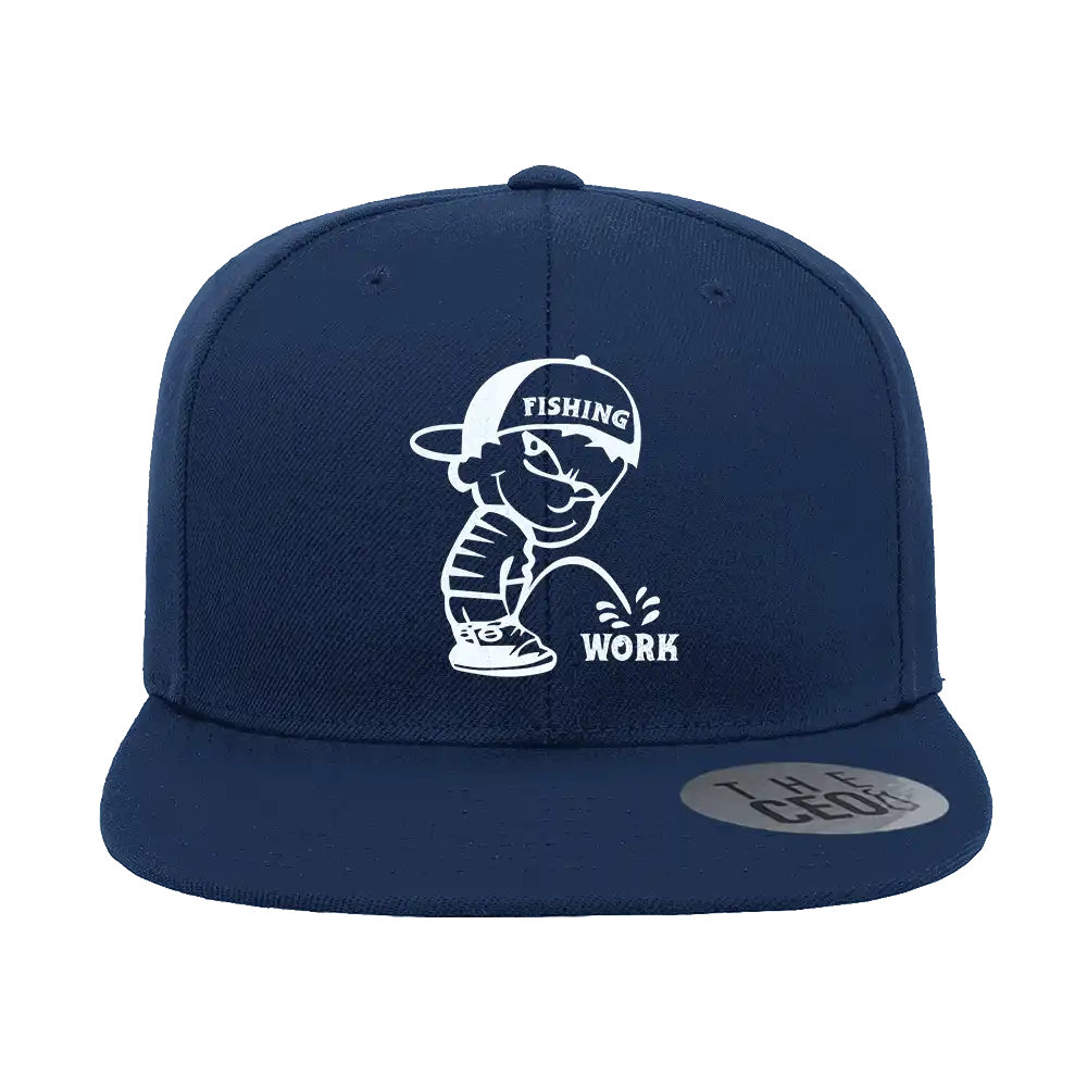 Fishing And Work Embroidered Flat Bill Cap