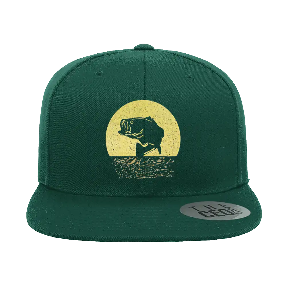 Fishing Embroidered Flat Bill Cap