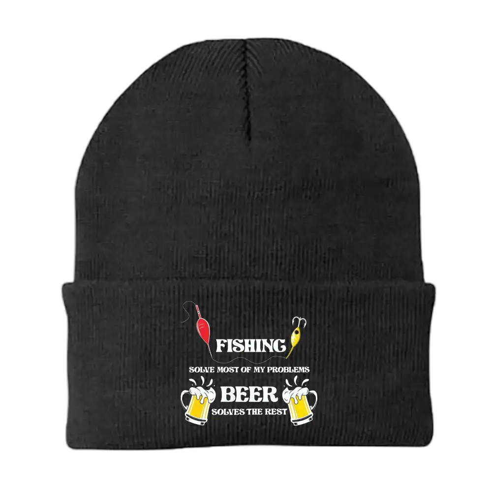 Fishing Solves All My Problem Embroidered Beanie