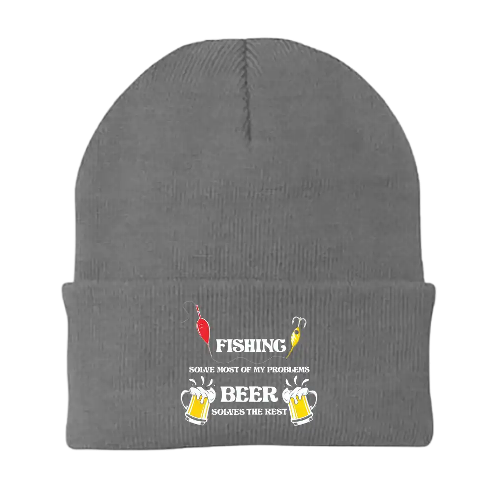 Fishing Solves All My Problem Embroidered Beanie