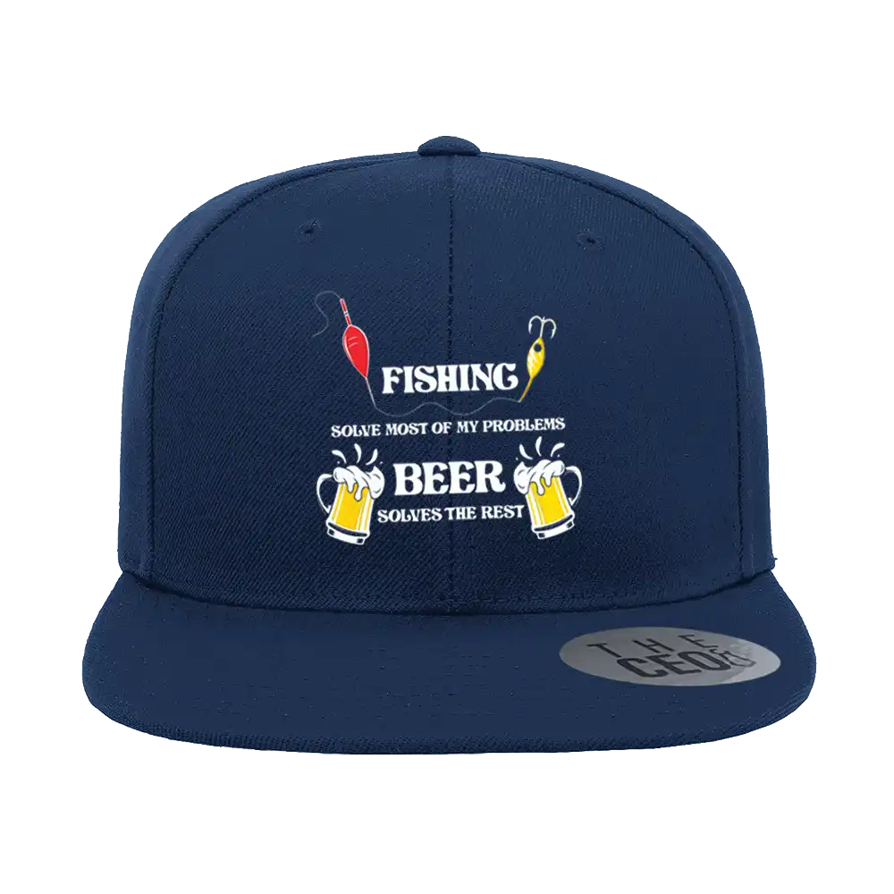 Fishing Solves All My Problem Embroidered Flat Bill Cap