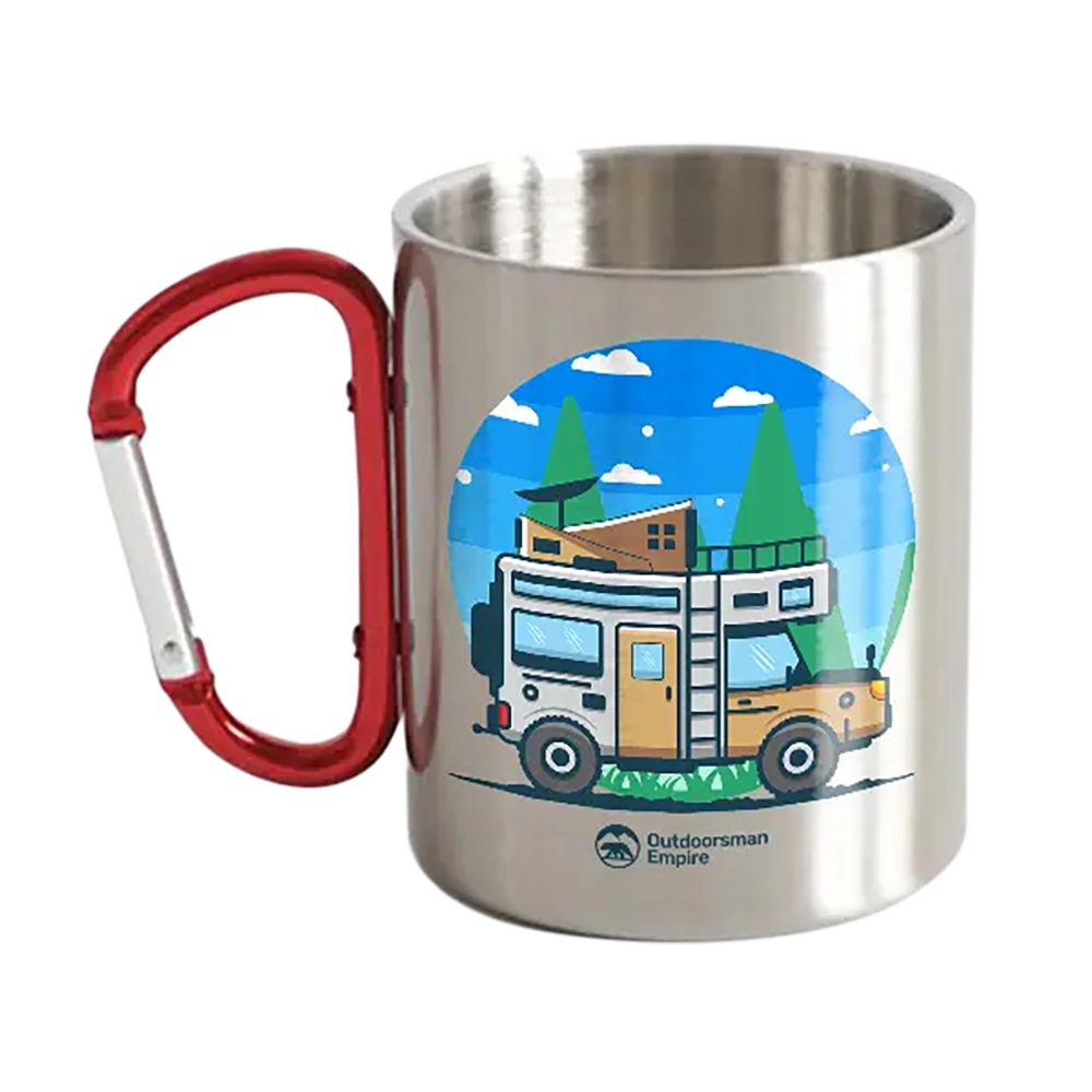 Funny Camping Stainless Steel Double Wall Carabiner Mug 12oz