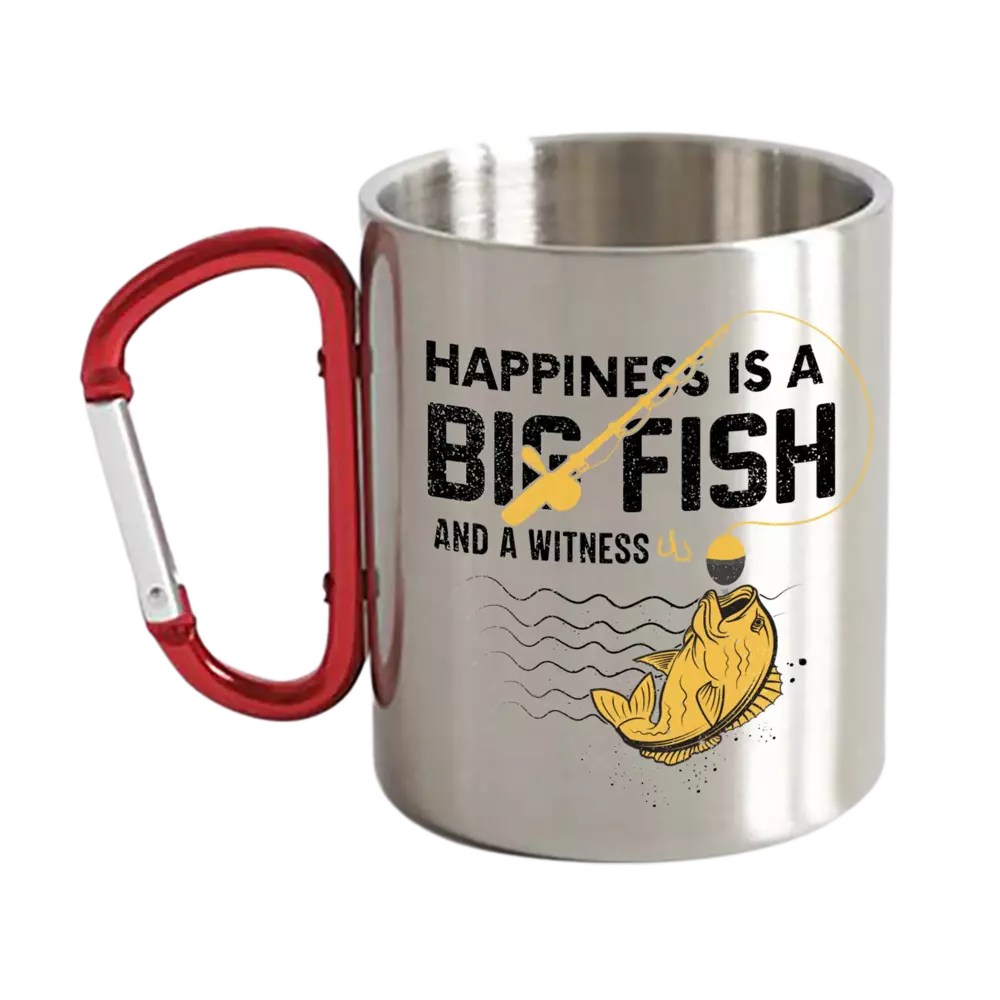 Happiness Is A Big Fish Carabiner Mug 12oz