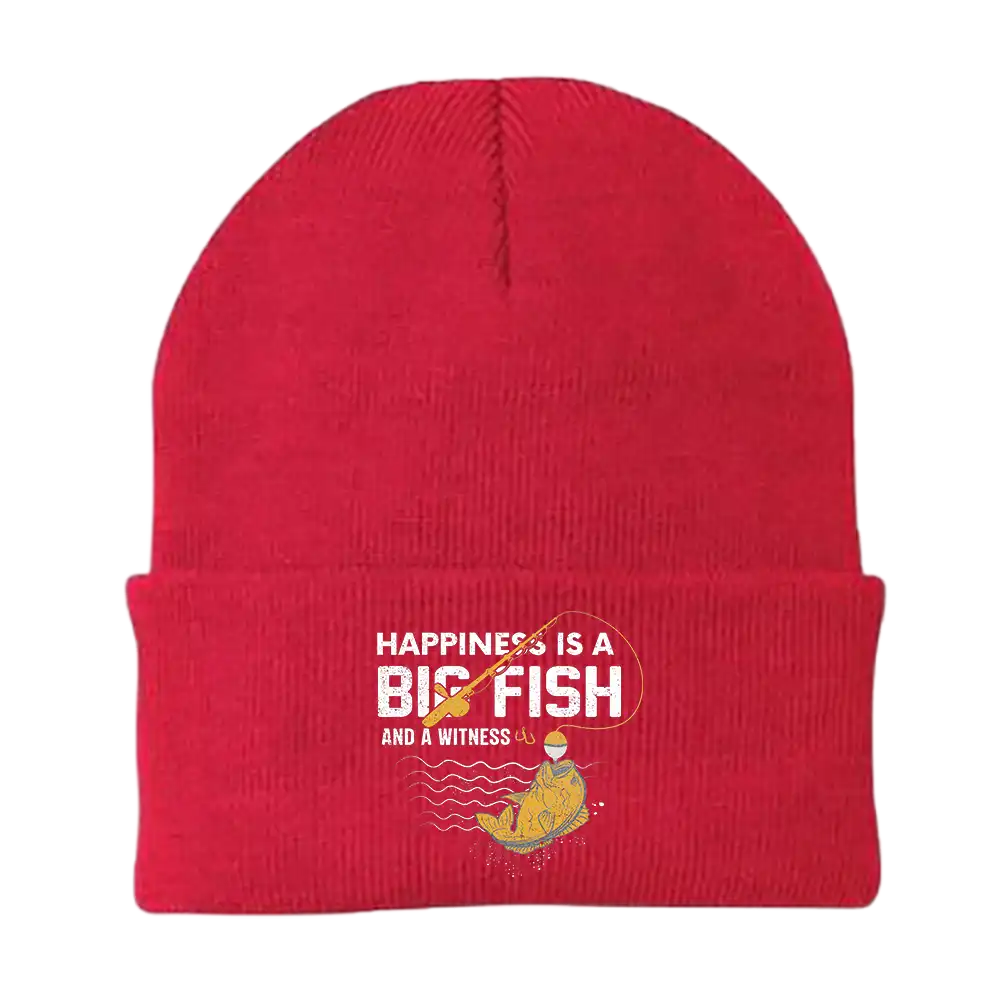 Happiness Is A Big Fish Embroidered Beanie