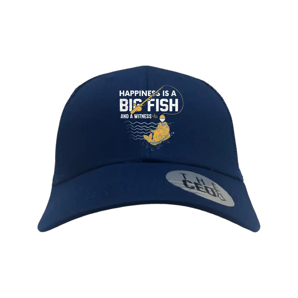 Happiness Is A Big Fish Embroidered Trucker Hat