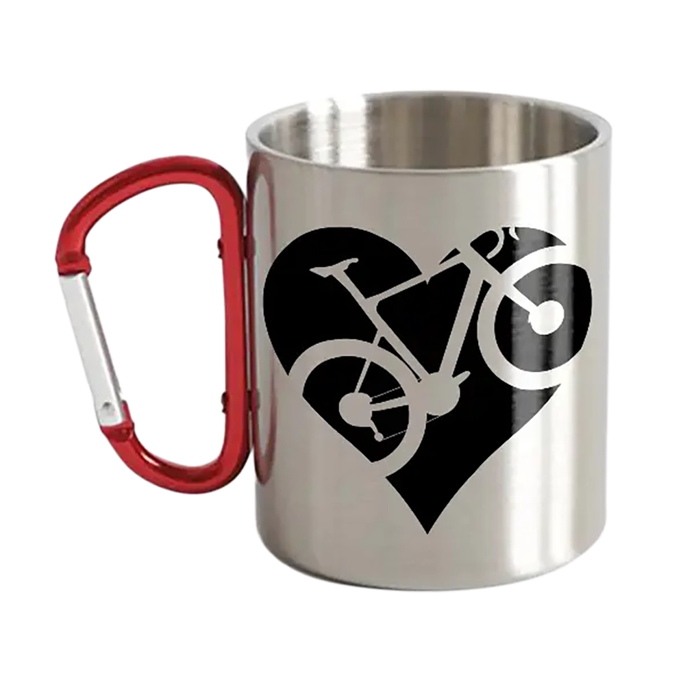 Heart Bike Stainless Steel Double Wall Carabiner Mug 12oz