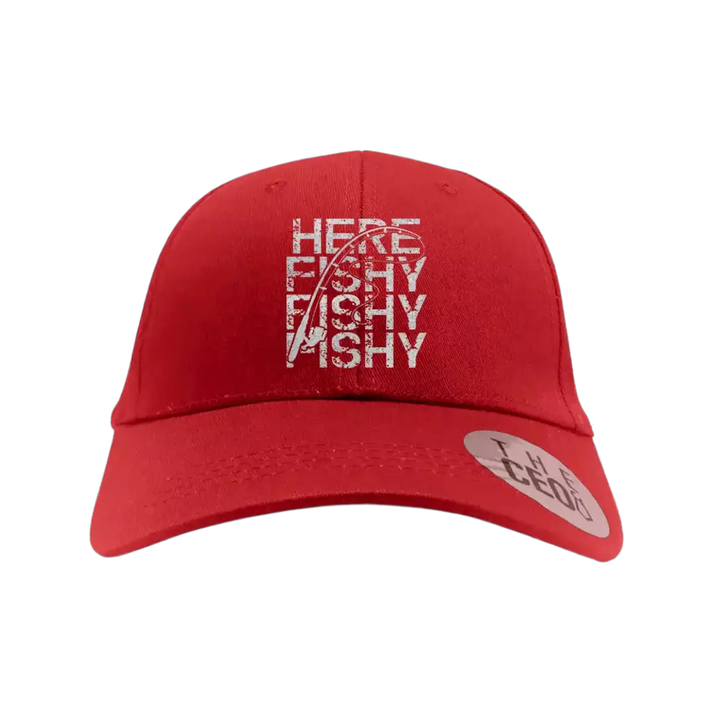 Here Fishy Fishy Embroidered Baseball Hat