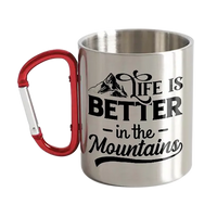 Thumbnail for Hiking Life Is Better In The Mountains Stainless Steel Double Wall Carabiner Mug 12oz