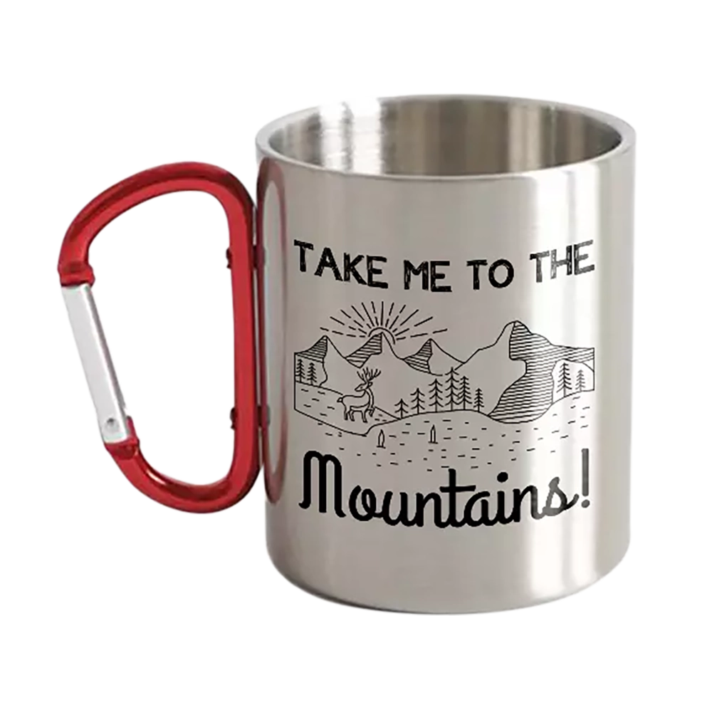 Hiking Take Me To The Mountains Stainless Steel Double Wall Carabiner Mug 12oz