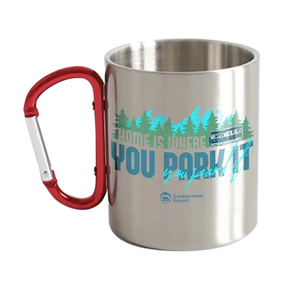 Home Parking Stainless Steel Double Wall Carabiner Mug 12oz
